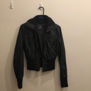 Forever 21 Leather Cropped Zip Up Jacket